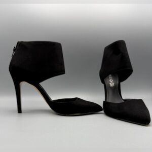Aldo Black Suede Pointed Toe Ankle Cuff Heels 4” Heel Size 8.5 / EU 39